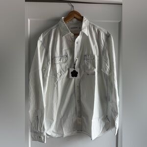 Momotaro Jeans Triple Stitch L/S Denim Shirt, Size XL, Color White / Blue Fade